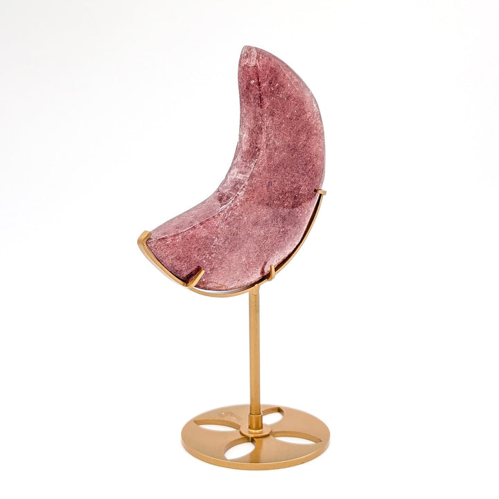 Strawberry Quartz Crescent Moon on Stand