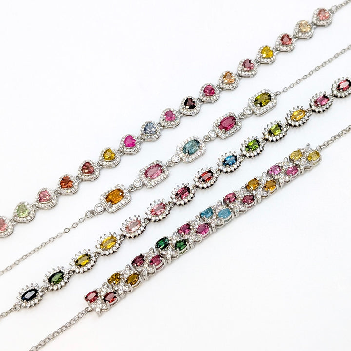 Multicolored Tourmaline Bracelets in Sterling Silver