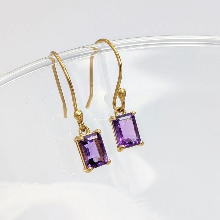 Amethyst Dangle Earrings in 18K Gold over Sterling Silver