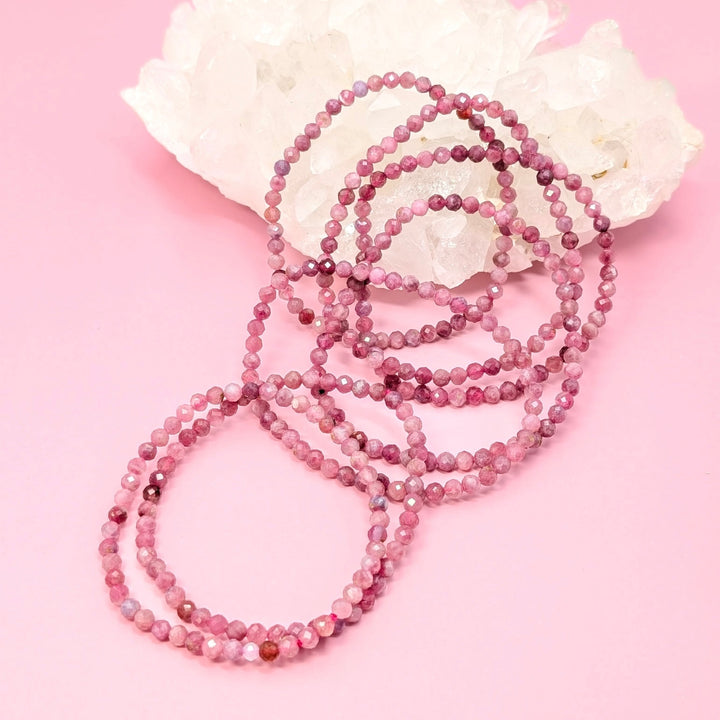 Faceted Pink Tourmaline Beaded Bracelet