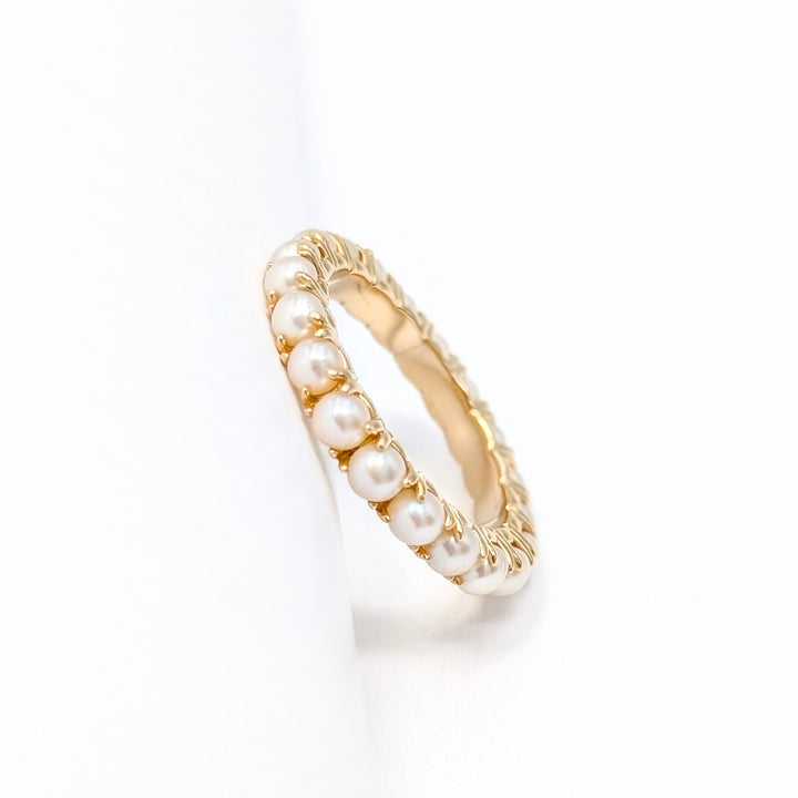Vintage Pearl Eternity Ring in 14K Yellow Gold