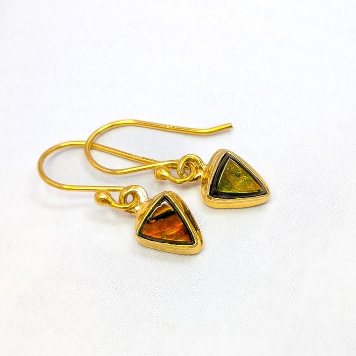 Ammolite Dangle Earrings in 18K Gold-Plated Sterling Silver