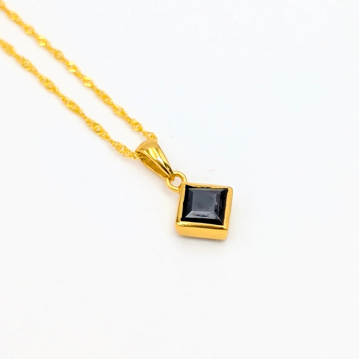 Square-Cut Gemstone Necklace in Gold-Plated Sterling Silver