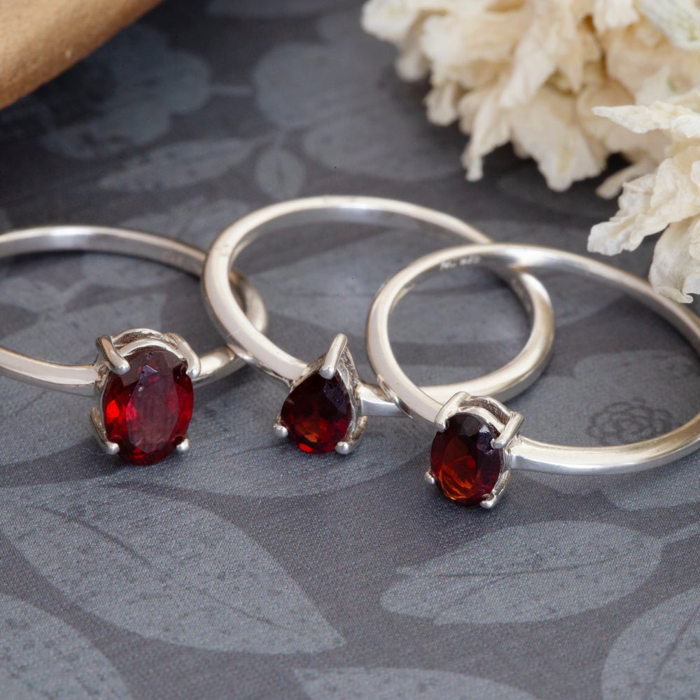Garnet Stackable Ring in Sterling Silver
