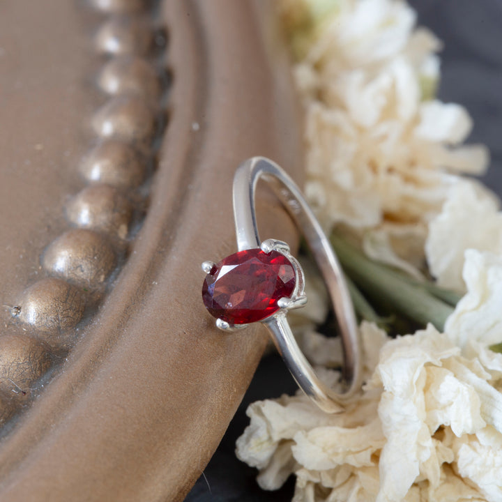 Garnet Stackable Ring in Sterling Silver