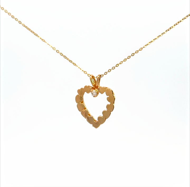 Vintage Heart Necklace with Diamond Accent Set in 14K Yellow Gold