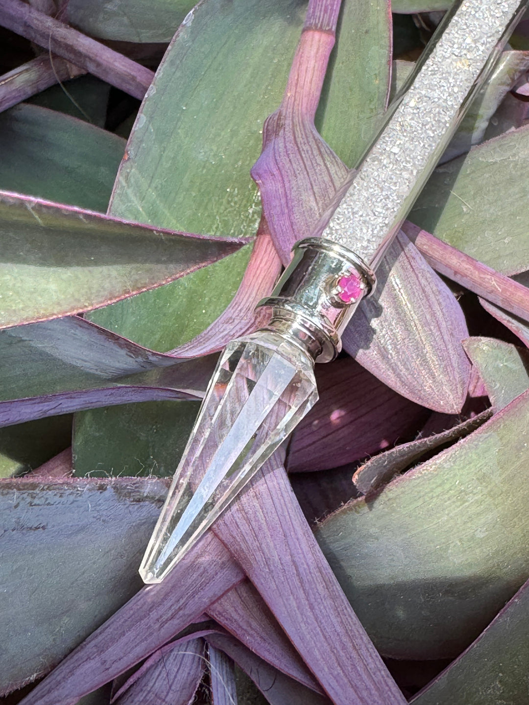 Herkimer Diamond, Clear Quartz, & Ruby Wand in Sterling Silver