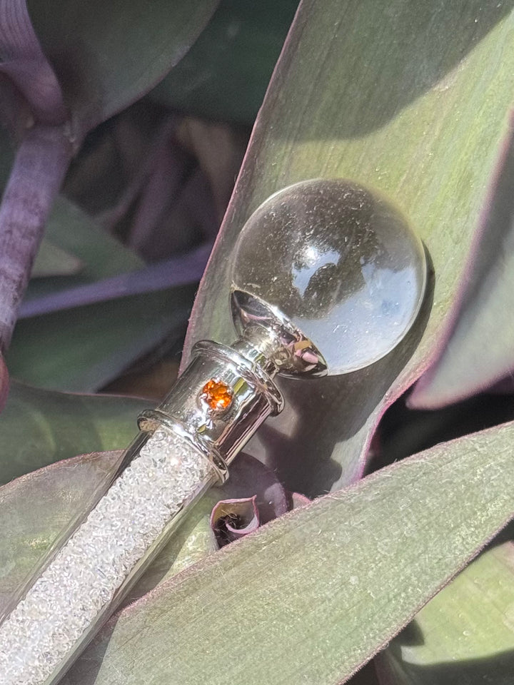 Herkimer Diamond, Clear Quartz, & Citrine Wand in Sterling Silver