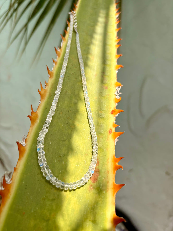 Moonstone Beaded Necklace with a Sterling Silver Clasp