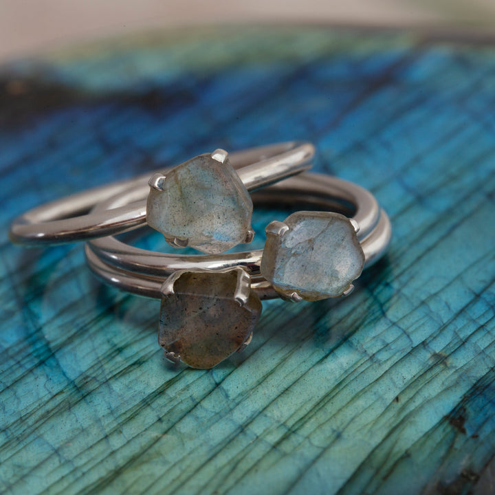 Rough Labradorite Stackable Ring in Sterling Silver