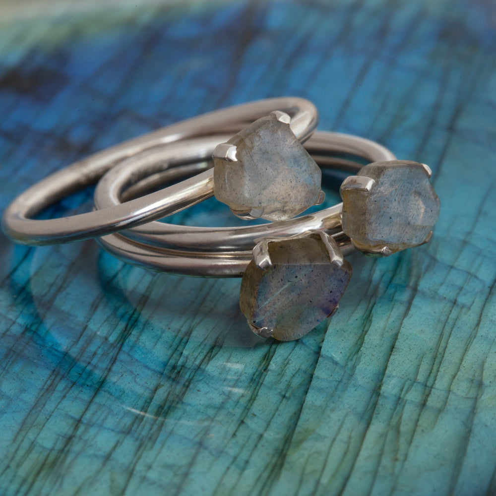 Rough Labradorite Stackable Ring in Sterling Silver