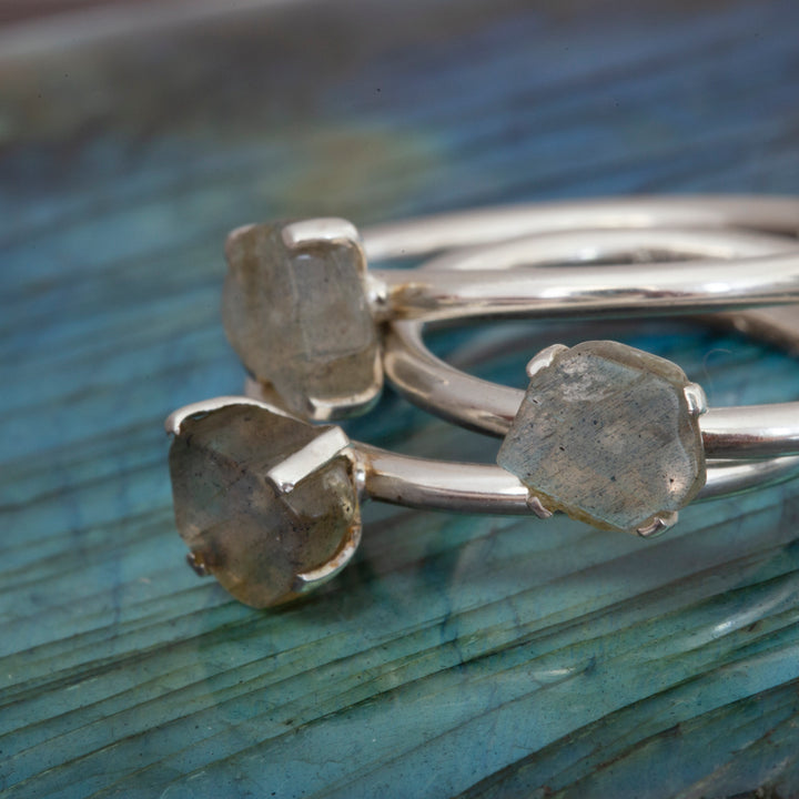 Rough Labradorite Stackable Ring in Sterling Silver