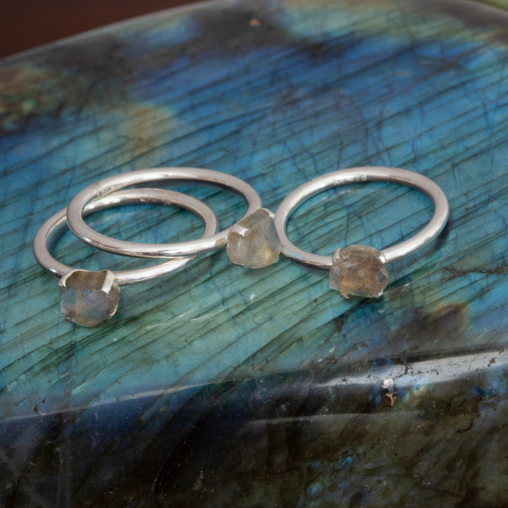 Rough Labradorite Stackable Ring in Sterling Silver