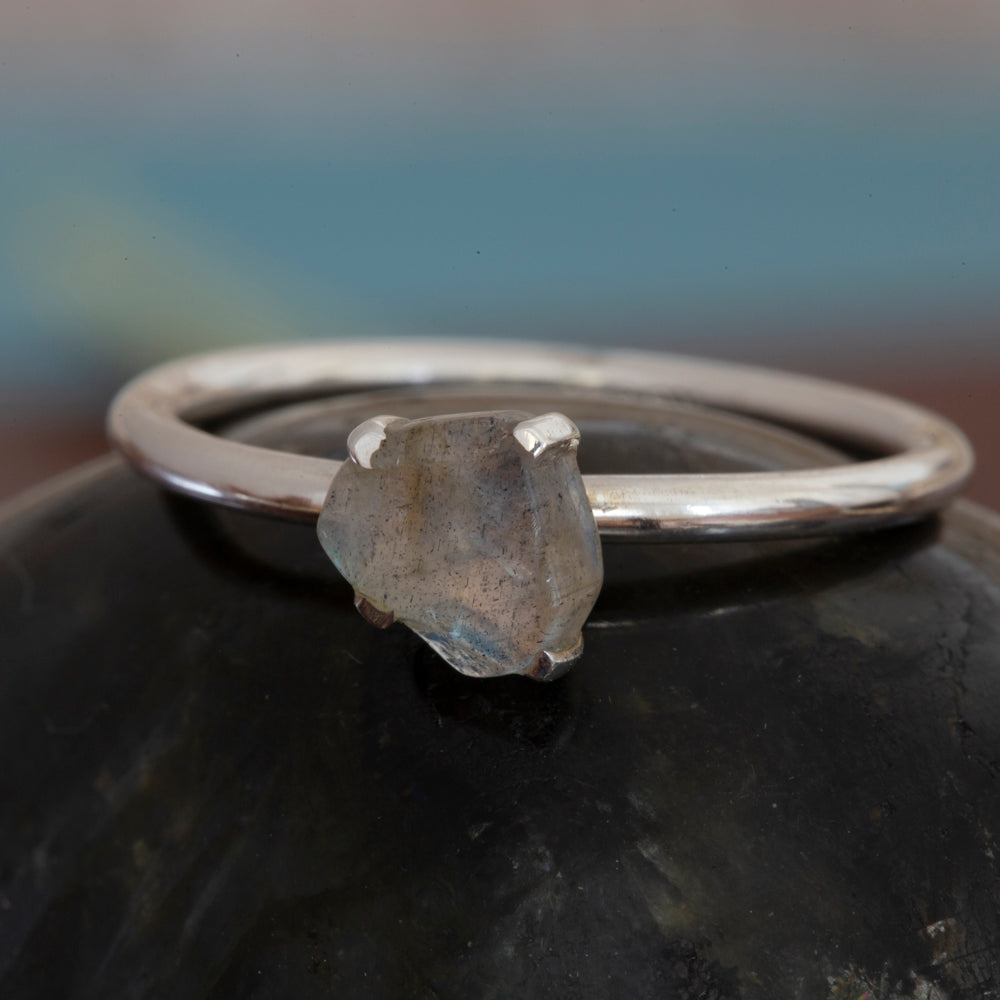 Rough Labradorite Stackable Ring in Sterling Silver