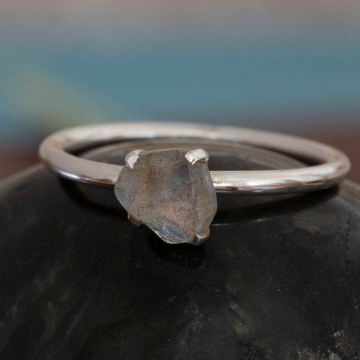Rough Labradorite Stackable Ring in Sterling Silver