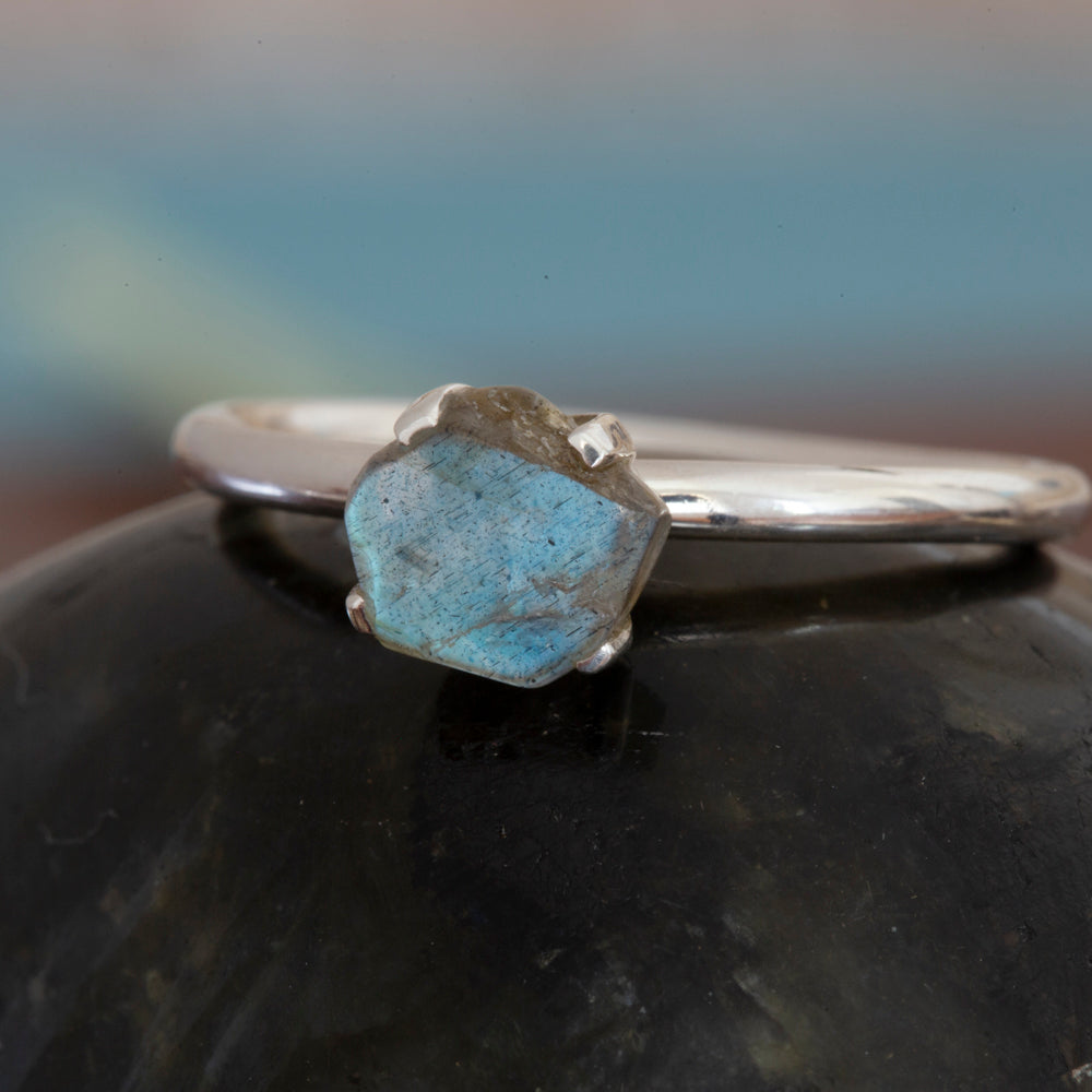 Rough Labradorite Stackable Ring in Sterling Silver