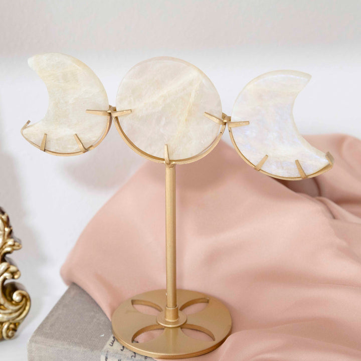 Crystal Moon Phases on Gold Tone Stand