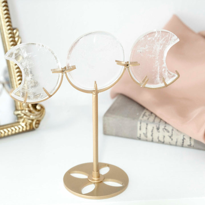Crystal Moon Phases on Gold Tone Stand