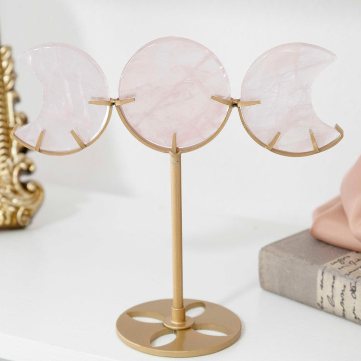 Crystal Moon Phases on Gold Tone Stand