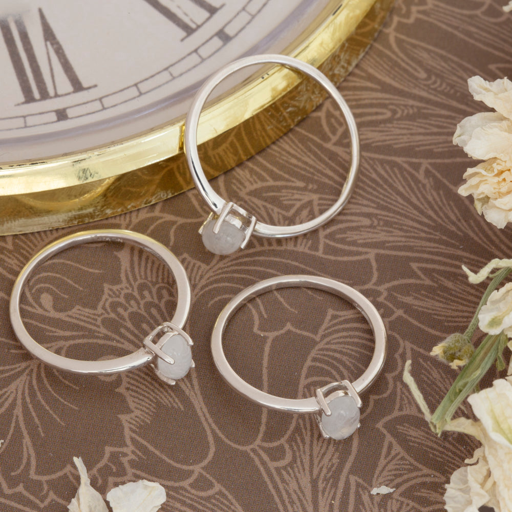 Moonstone Stackable Ring in Sterling Silver