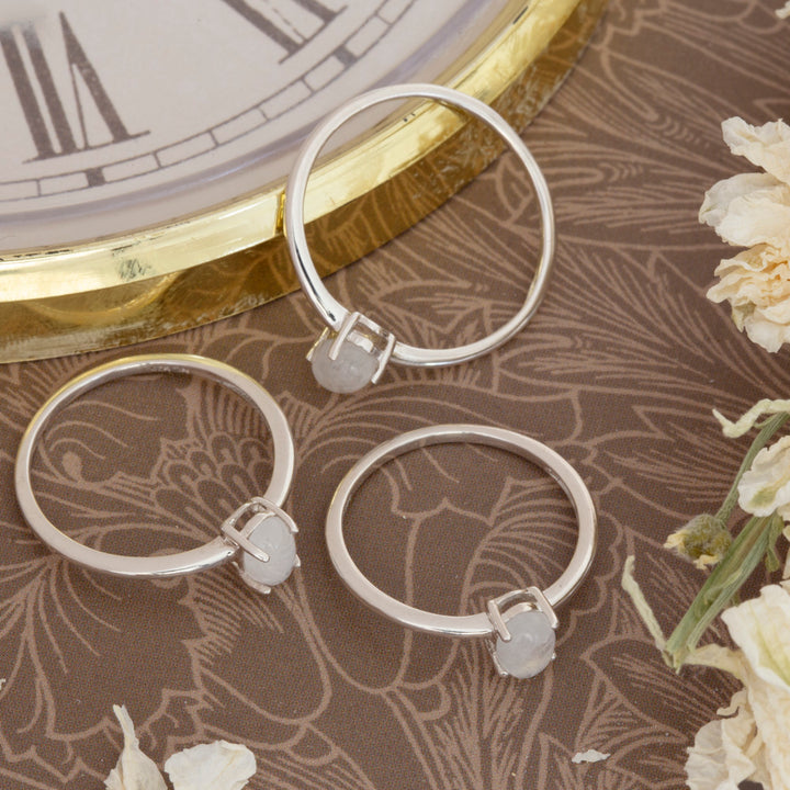 Moonstone Stackable Ring in Sterling Silver