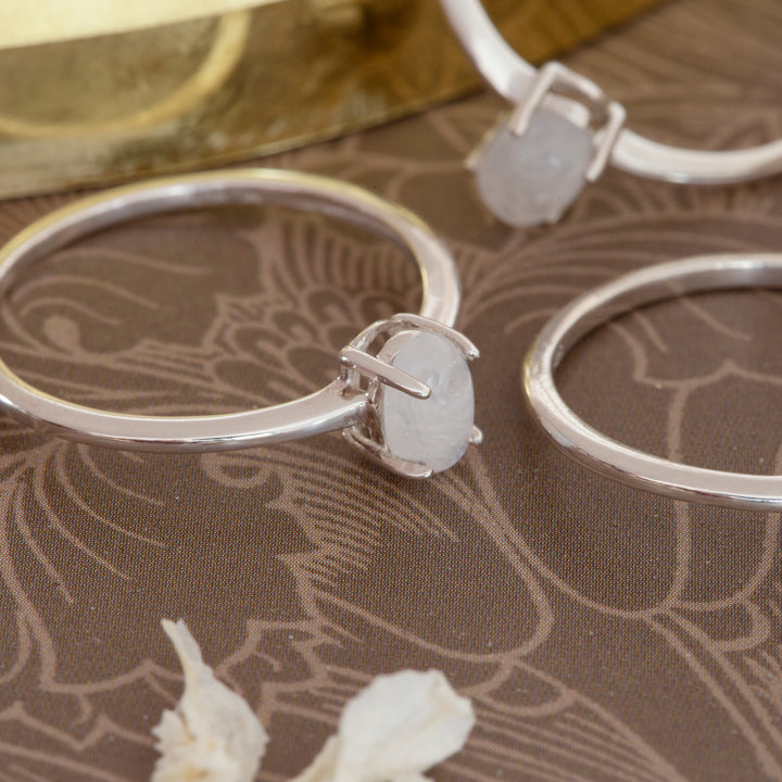Moonstone Stackable Ring in Sterling Silver