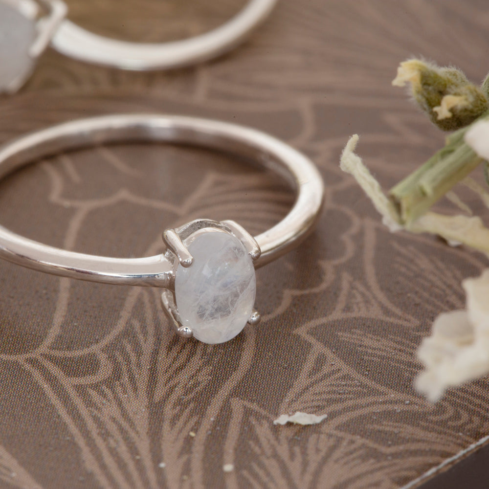 Moonstone Stackable Ring in Sterling Silver