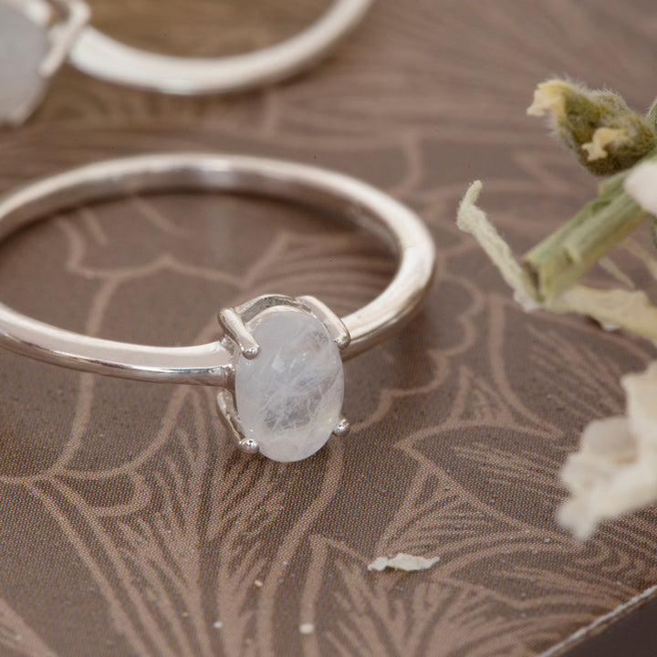 Moonstone Stackable Ring in Sterling Silver