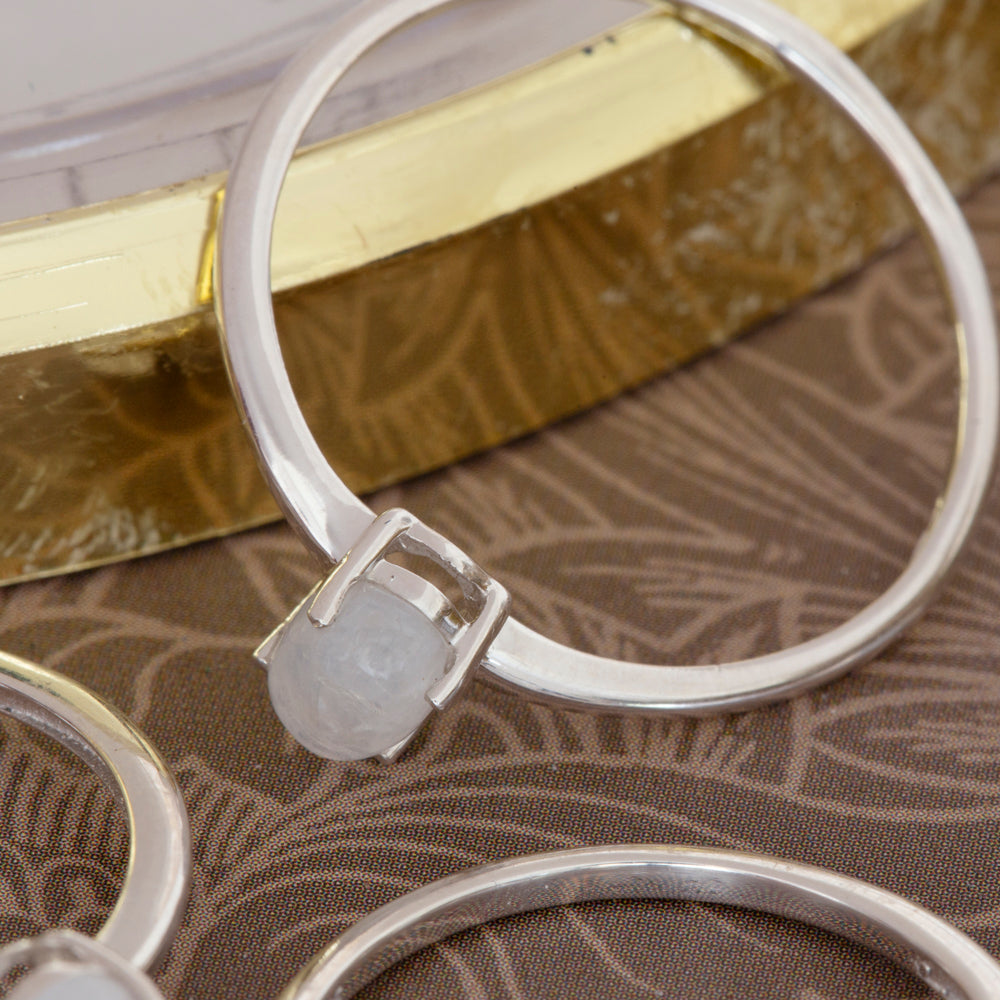 Moonstone Stackable Ring in Sterling Silver
