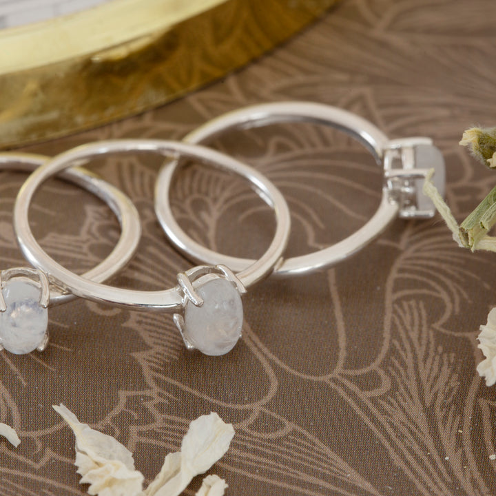 Moonstone Stackable Ring in Sterling Silver