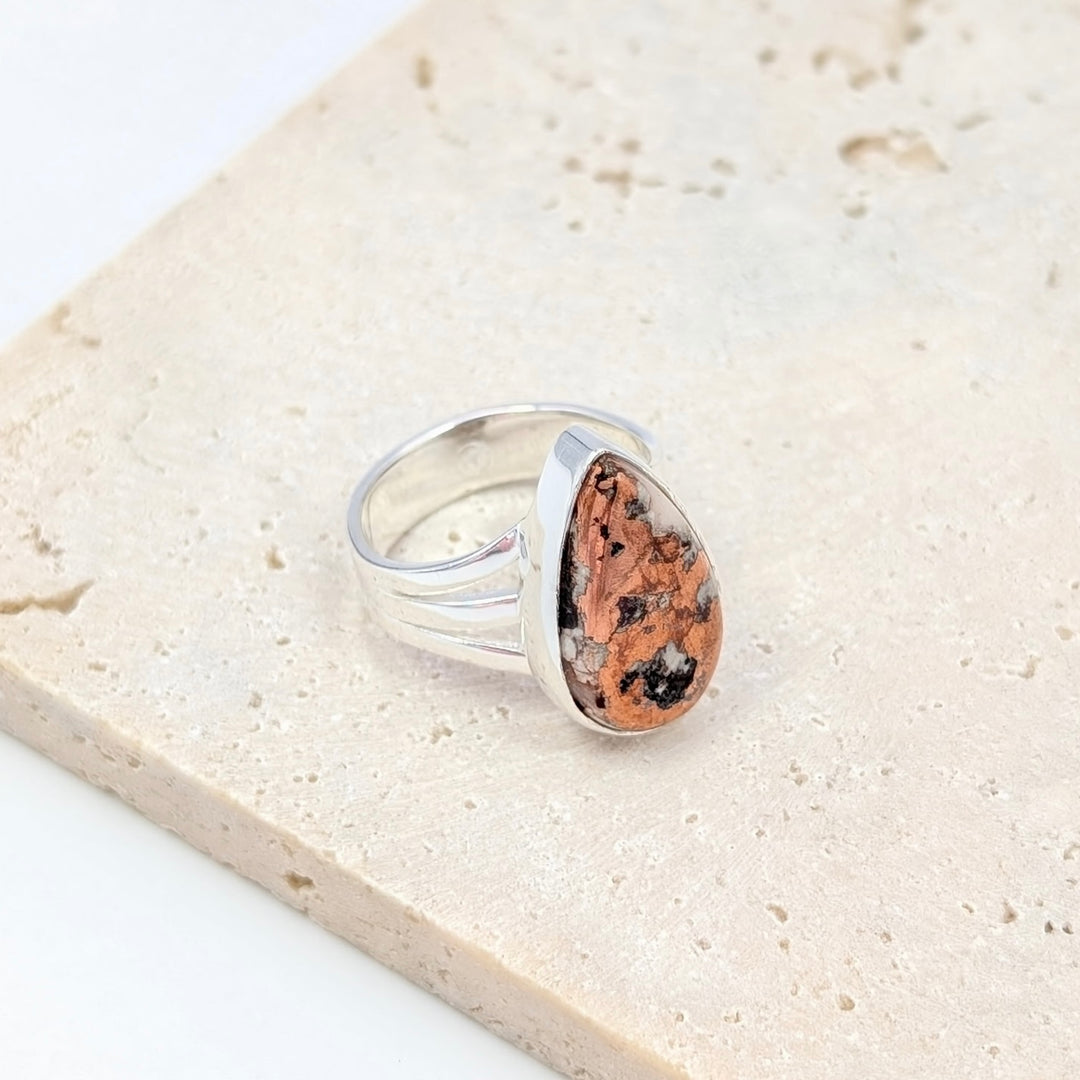 Copper Agate Sterling Silver Over Brass Rings
