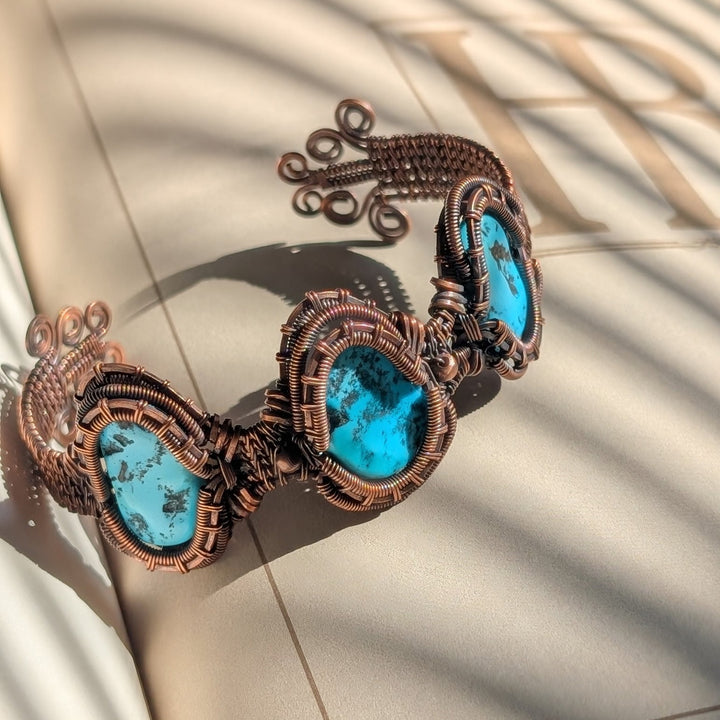 Turquoise & Copper Wire Wrapped Bracelet