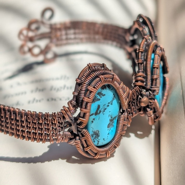 Turquoise & Copper Wire Wrapped Bracelet