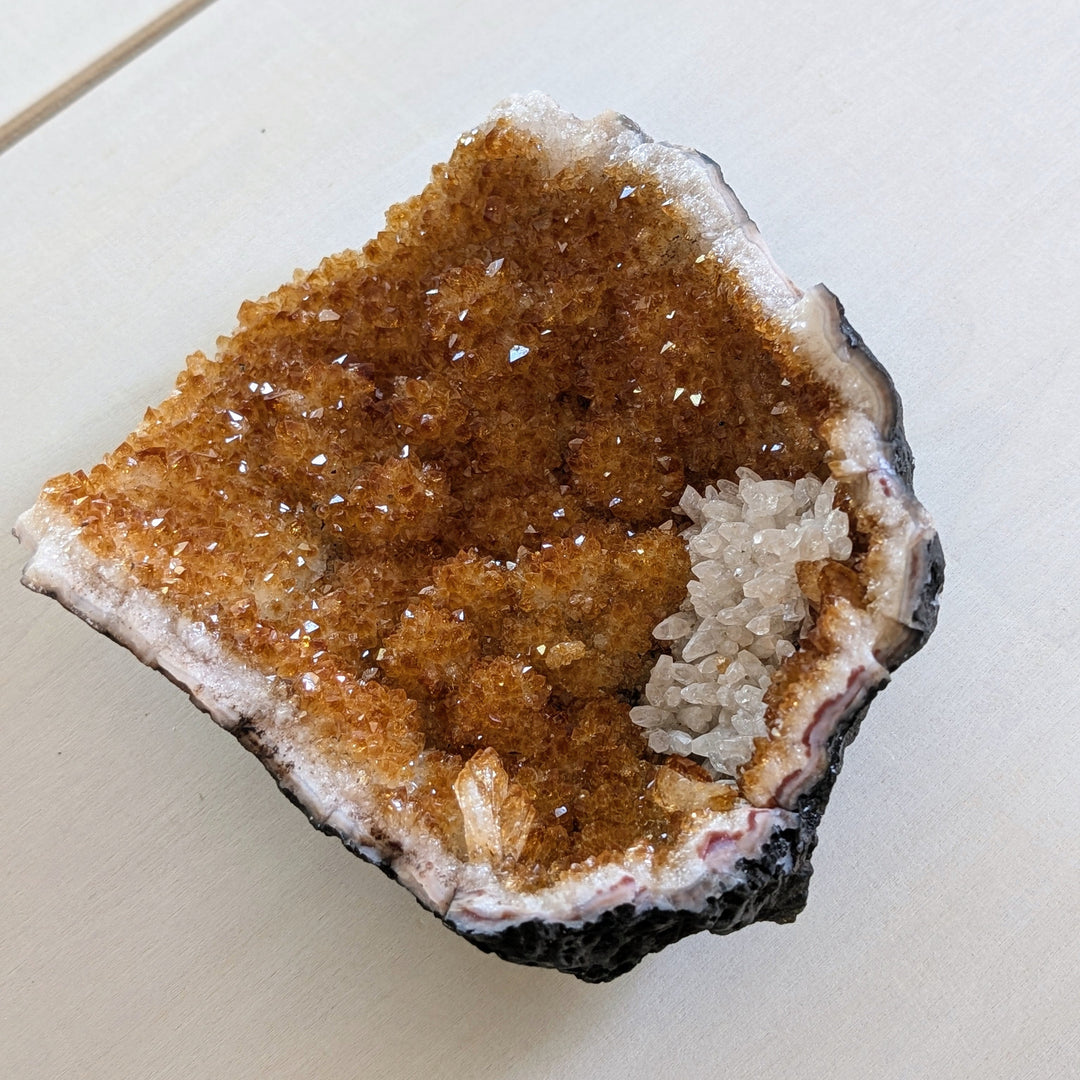 Citrine Crystal Cluster with Quartz Growth