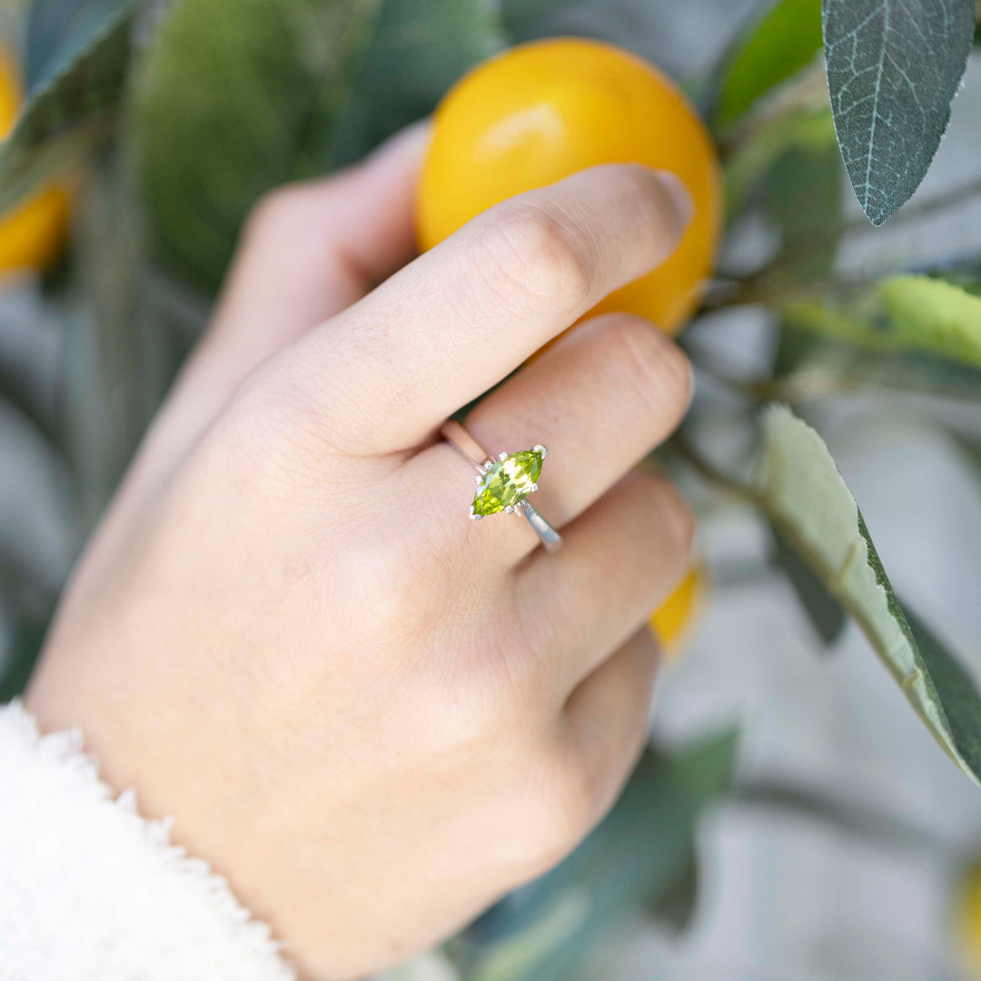Vintage Peridot Ring in 14K White Gold
