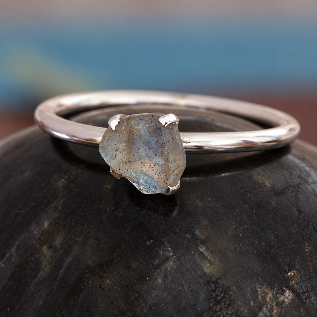 Rough Labradorite Stackable Ring in Sterling Silver