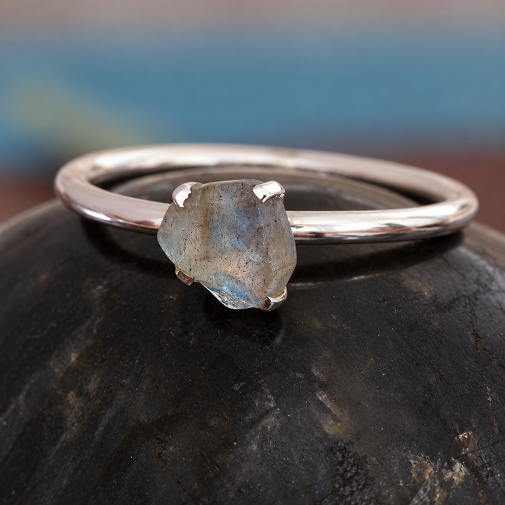 Rough Labradorite Stackable Ring in Sterling Silver