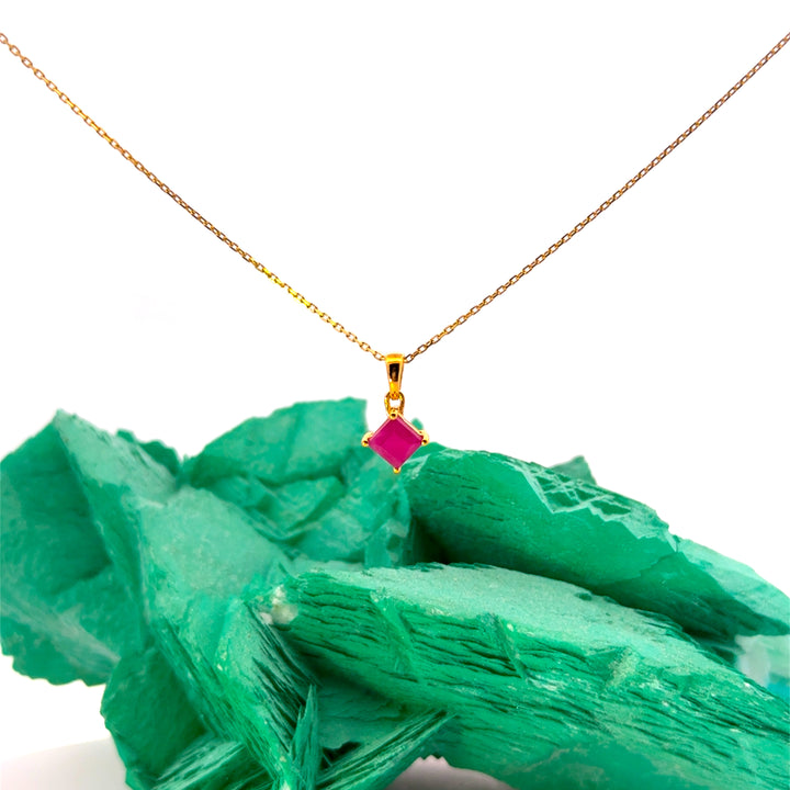 Princess Cut Ruby Necklace in Vermeil