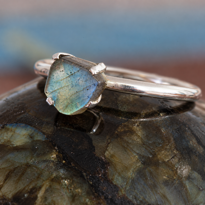Rough Labradorite Stackable Ring in Sterling Silver