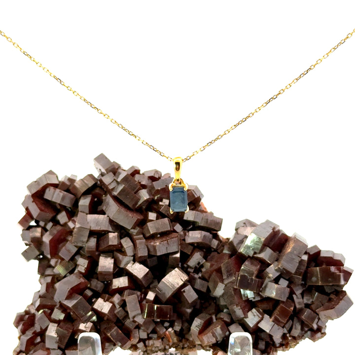 Emerald Cut Sapphire Necklace in Vermeil