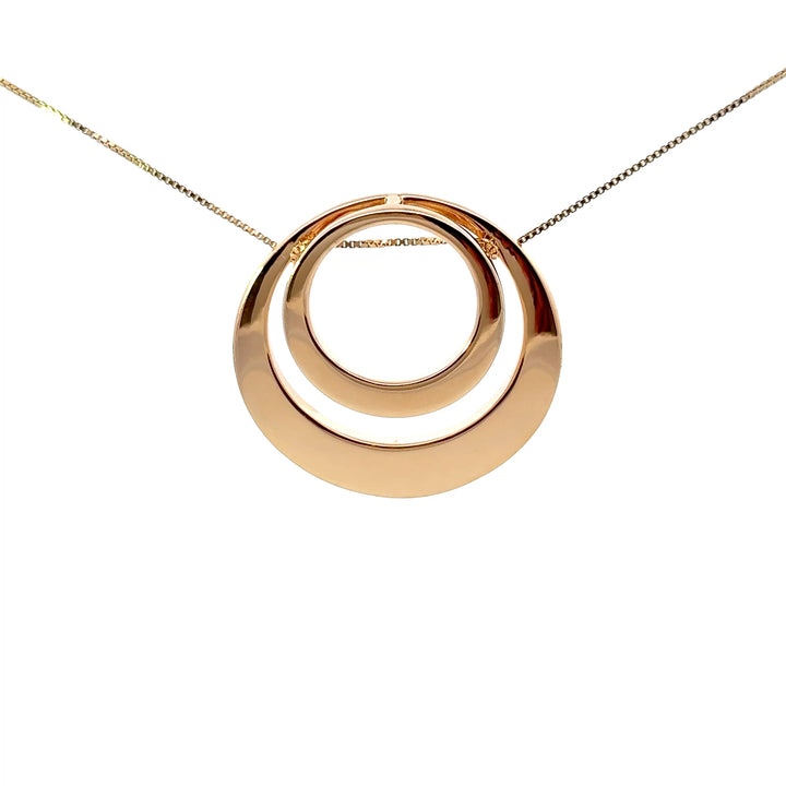 Vintage Double Circle Necklace in Gold Over Sterling Silver