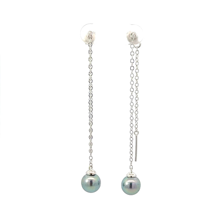 Pearl & Sterling Silver Threader Earrings