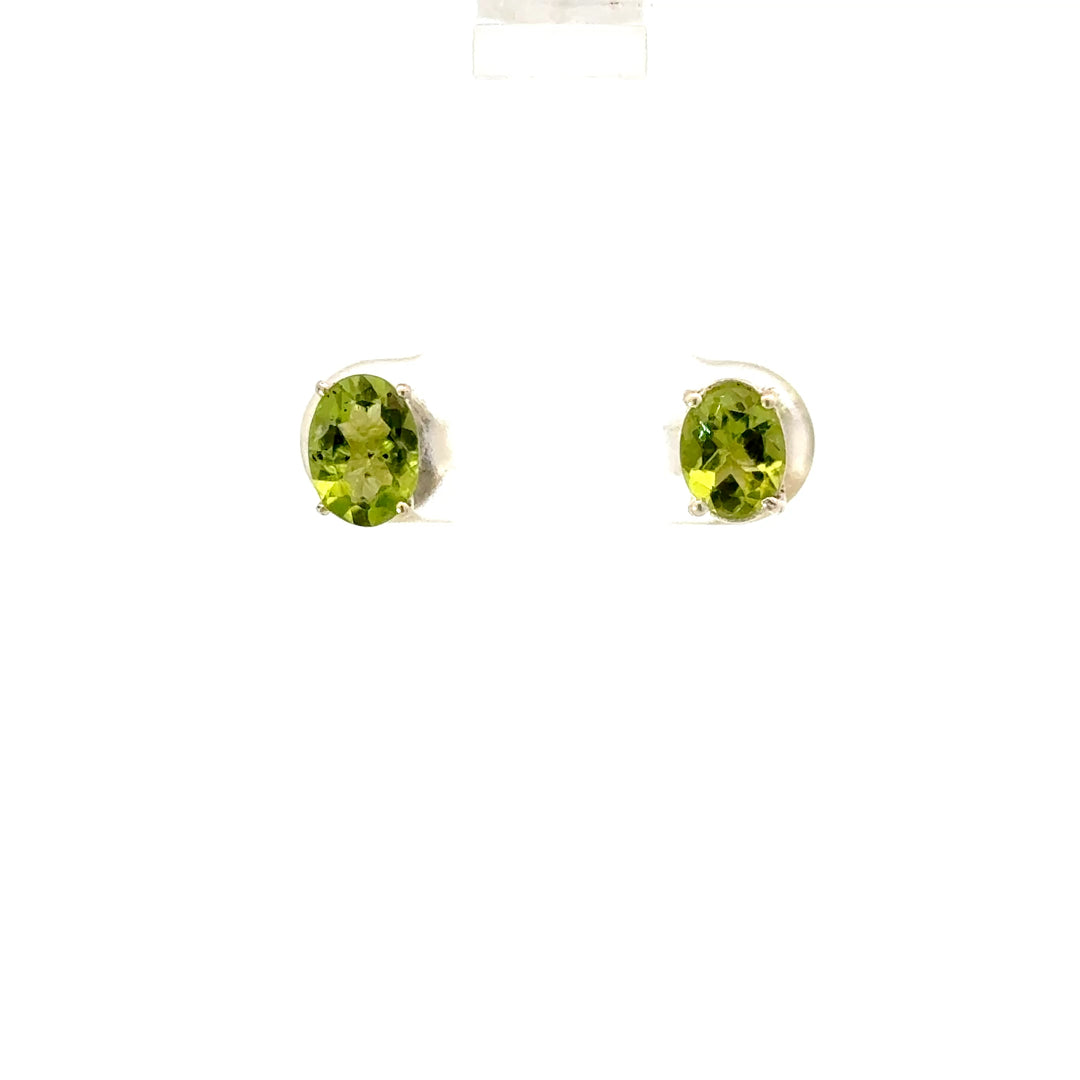 Peridot Stud Earrings in Sterling Silver