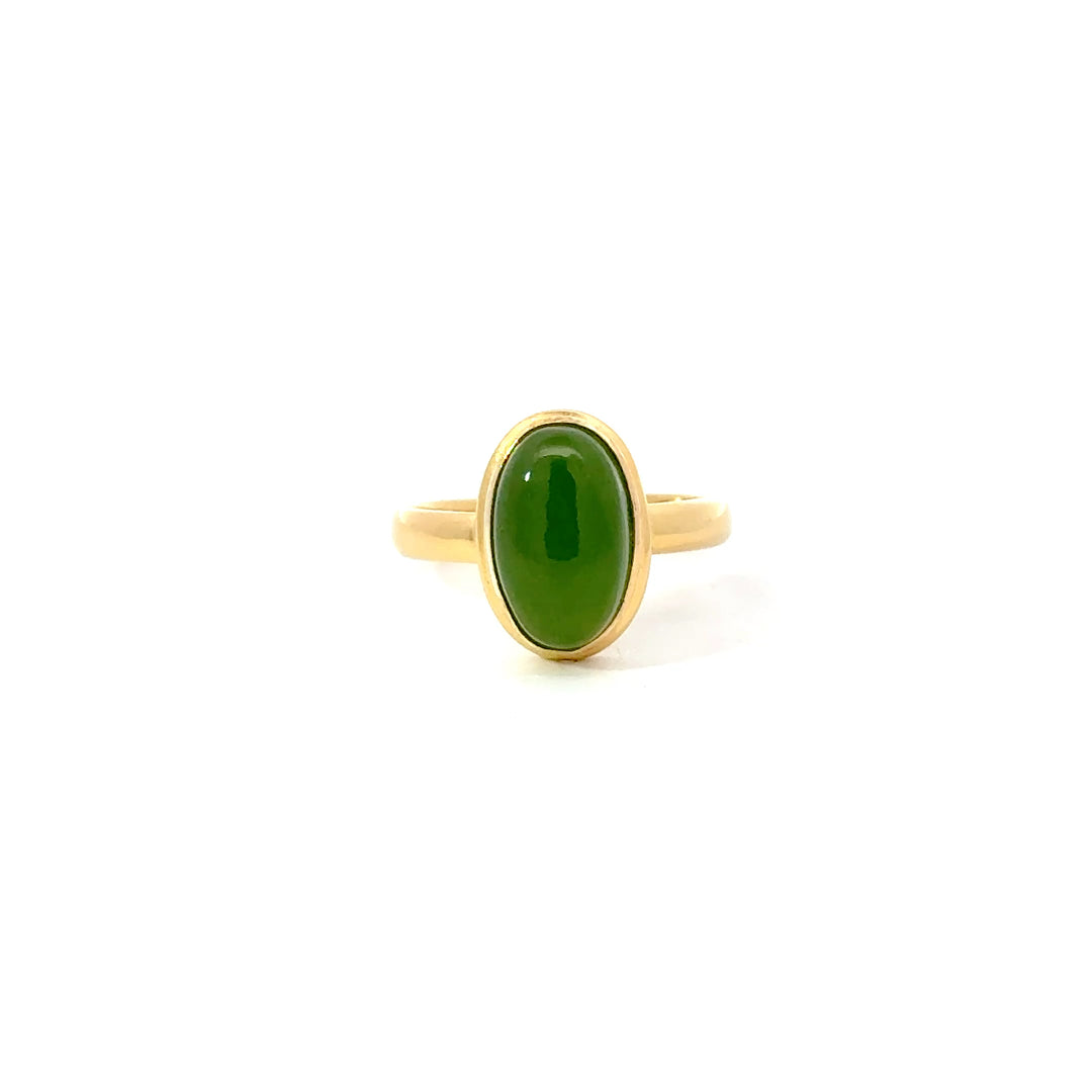 Bezel Set Jade Rings in 18K Gold over Sterling Silver