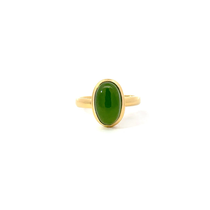 Bezel Set Jade Rings in 18K Gold over Sterling Silver