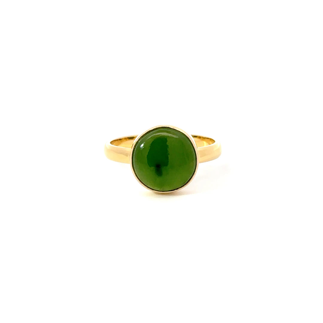 Bezel Set Jade Rings in 18K Gold over Sterling Silver