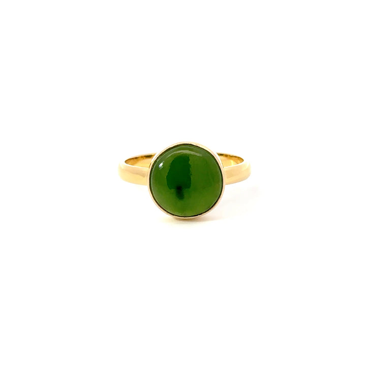 Bezel Set Jade Rings in 18K Gold over Sterling Silver