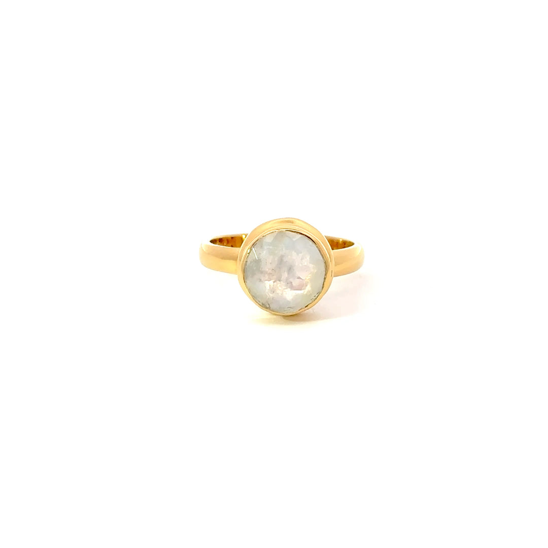 Rainbow Moonstone Rings in 18K Gold over Sterling Silver