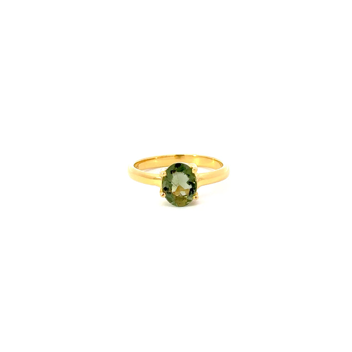 Faceted Moldavite Rings in 18K Gold over Sterling Silver