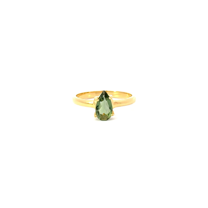 Faceted Moldavite Rings in 18K Gold over Sterling Silver